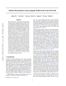 Enhance Reasoning for Large Language Models in the Game Werewolf