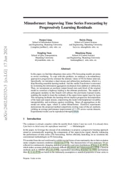 Minusformer: Improving Time Series Forecasting by Progressively Learning
  Residuals