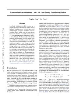 Riemannian Preconditioned LoRA for Fine-Tuning Foundation Models
