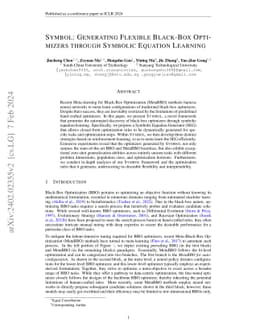 Symbol: Generating Flexible Black-Box Optimizers through Symbolic
  Equation Learning