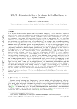 XAI-CF -- Examining the Role of Explainable Artificial Intelligence in
  Cyber Forensics