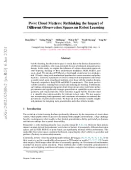 Point Cloud Matters: Rethinking the Impact of Different Observation
  Spaces on Robot Learning