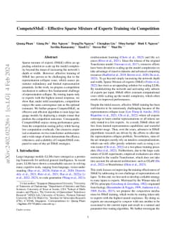 CompeteSMoE -- Effective Training of Sparse Mixture of Experts via
  Competition