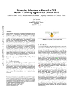 Enhancing Robustness in Biomedical NLI Models: A Probing Approach for
  Clinical Trials
