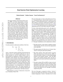 Dual Interior Point Optimization Learning