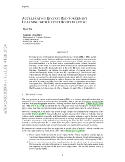Accelerating Inverse Reinforcement Learning with Expert Bootstrapping