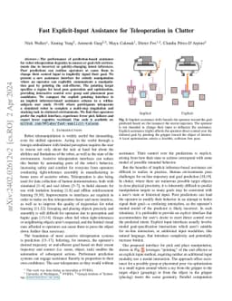 Fast Explicit-Input Assistance for Teleoperation in Clutter