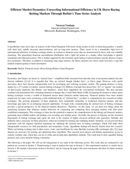 Efficient Market Dynamics: Unraveling Informational Efficiency in UK
  Horse Racing Betting Markets Through Betfair's Time Series Analysis