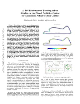 A Safe Reinforcement Learning driven Weights-varying Model Predictive
  Control for Autonomous Vehicle Motion Control
