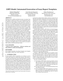 GIRT-Model: Automated Generation of Issue Report Templates