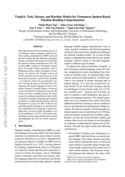 VlogQA: Task, Dataset, and Baseline Models for Vietnamese Spoken-Based
  Machine Reading Comprehension