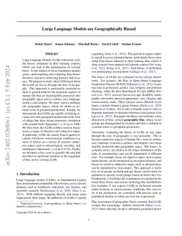 Large Language Models are Geographically Biased