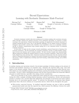 Beyond Expectations: Learning with Stochastic Dominance Made Practical