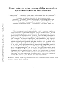 Causal inference under transportability assumptions for conditional
  relative effect measures
