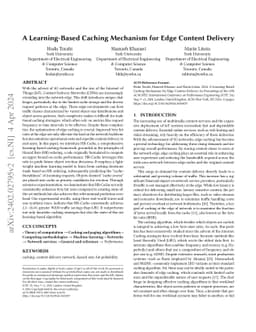 A Learning-Based Caching Mechanism for Edge Content Delivery