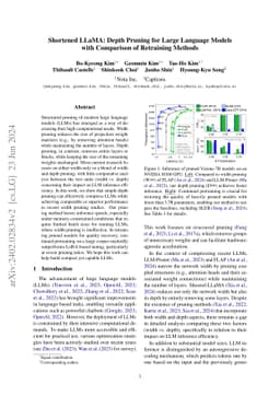 Shortened LLaMA: Depth Pruning for Large Language Models with Comparison
  of Retraining Methods