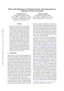 With a Little Help from my (Linguistic) Friends: Topic Segmentation of
  Multi-party Casual Conversations