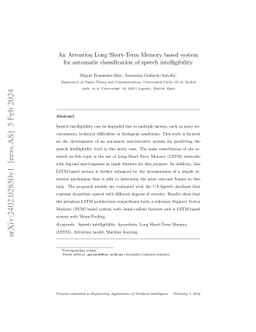 An Attention Long Short-Term Memory based system for automatic
  classification of speech intelligibility