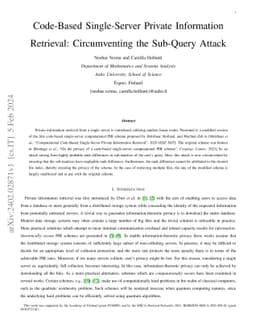 Code-Based Single-Server Private Information Retrieval: Circumventing
  the Sub-Query Attack