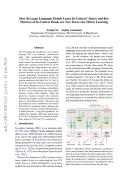How do Large Language Models Learn In-Context? Query and Key Matrices of
  In-Context Heads are Two Towers for Metric Learning