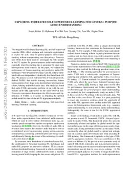 Exploring Federated Self-Supervised Learning for General Purpose Audio
  Understanding