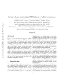 Instance Segmentation XXL-CT Challenge of a Historic Airplane