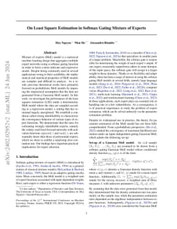 On Least Square Estimation in Softmax Gating Mixture of Experts