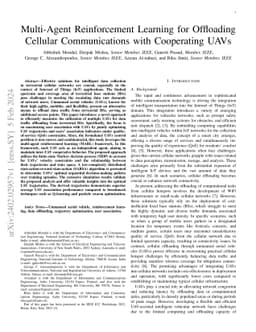 Multi-Agent Reinforcement Learning for Offloading Cellular
  Communications with Cooperating UAVs