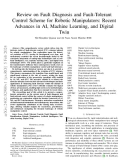 Review on Fault Diagnosis and Fault-Tolerant Control Scheme for Robotic
  Manipulators: Recent Advances in AI, Machine Learning, and Digital Twin
