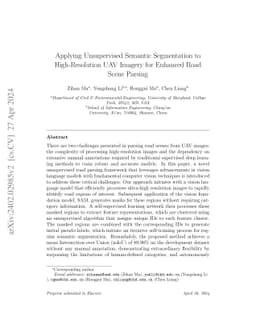 Applying Unsupervised Semantic Segmentation to High-Resolution UAV
  Imagery for Enhanced Road Scene Parsing