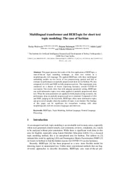 Multilingual transformer and BERTopic for short text topic modeling: The
  case of Serbian