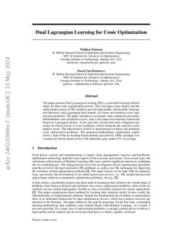 Dual Lagrangian Learning for Conic Optimization