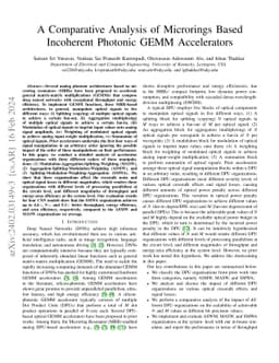 A Comparative Analysis of Microrings Based Incoherent Photonic GEMM
  Accelerators