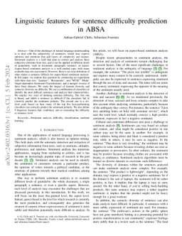 Linguistic features for sentence difficulty prediction in ABSA