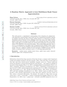A Random Matrix Approach to Low-Multilinear-Rank Tensor Approximation