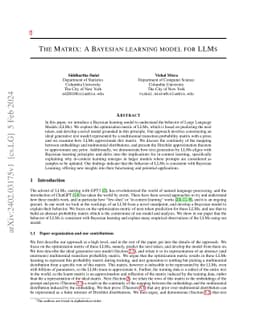 The Matrix: A Bayesian learning model for LLMs