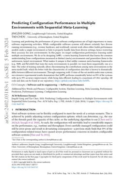 Predicting Configuration Performance in Multiple Environments with
  Sequential Meta-learning