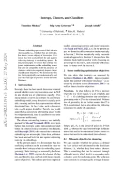 Isotropy, Clusters, and Classifiers