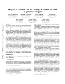 Organic or Diffused: Can We Distinguish Human Art from AI-generated
  Images?