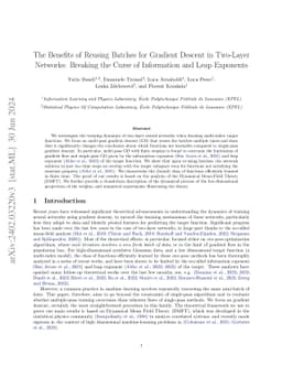 The Benefits of Reusing Batches for Gradient Descent in Two-Layer
  Networks: Breaking the Curse of Information and Leap Exponents