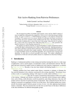 Fair Active Ranking from Pairwise Preferences