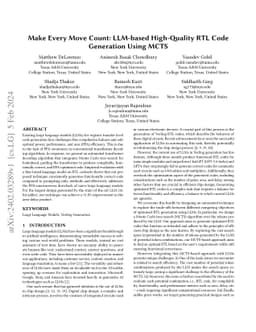 Make Every Move Count: LLM-based High-Quality RTL Code Generation Using
  MCTS