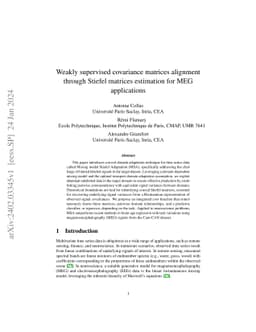 Weakly supervised covariance matrices alignment through Stiefel matrices
  estimation for MEG applications