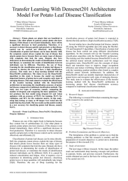 Transfer Learning With Densenet201 Architecture Model For Potato Leaf
  Disease Classification