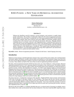 RAG-Fusion: a New Take on Retrieval-Augmented Generation