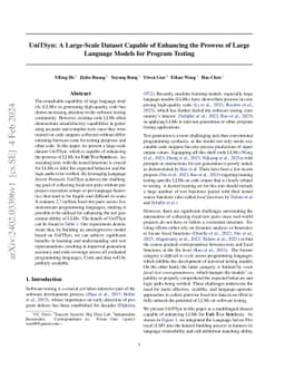 UniTSyn: A Large-Scale Dataset Capable of Enhancing the Prowess of Large
  Language Models for Program Testing