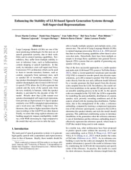 Enhancing the Stability of LLM-based Speech Generation Systems through
  Self-Supervised Representations