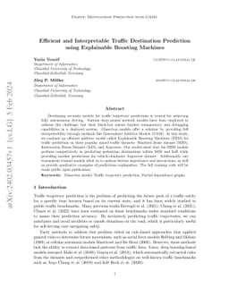 Efficient and Interpretable Traffic Destination Prediction using
  Explainable Boosting Machines