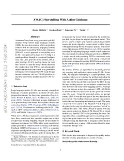 SWAG: Storytelling With Action Guidance