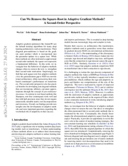 Can We Remove the Square-Root in Adaptive Gradient Methods? A
  Second-Order Perspective